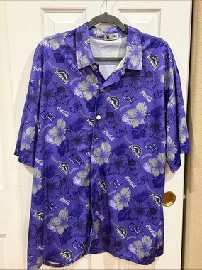 Colorado Rockies Coca-Cola Purple Floral Button-Up Shirt - XL